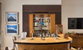 A lavish townhouse with a white stucco facade in Belgravia.