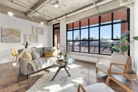 This architecturally striking one-bedroom