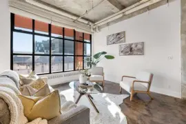 This architecturally striking one-bedroom