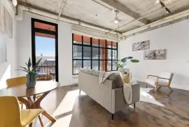 This architecturally striking one-bedroom