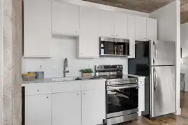 This architecturally striking one-bedroom