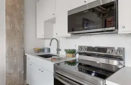 This architecturally striking one-bedroom