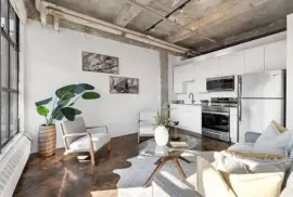 This architecturally striking one-bedroom