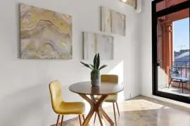 This architecturally striking one-bedroom