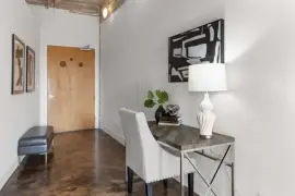 This architecturally striking one-bedroom